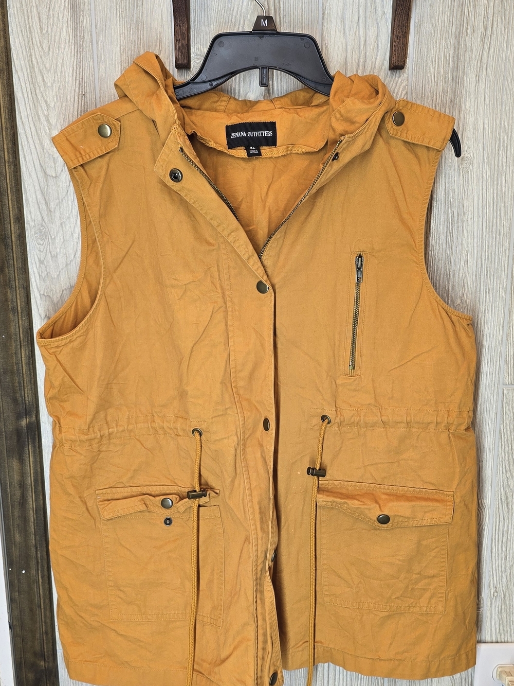 Zenana Outfitters Women's Hooded Utility Vest in Mustard
